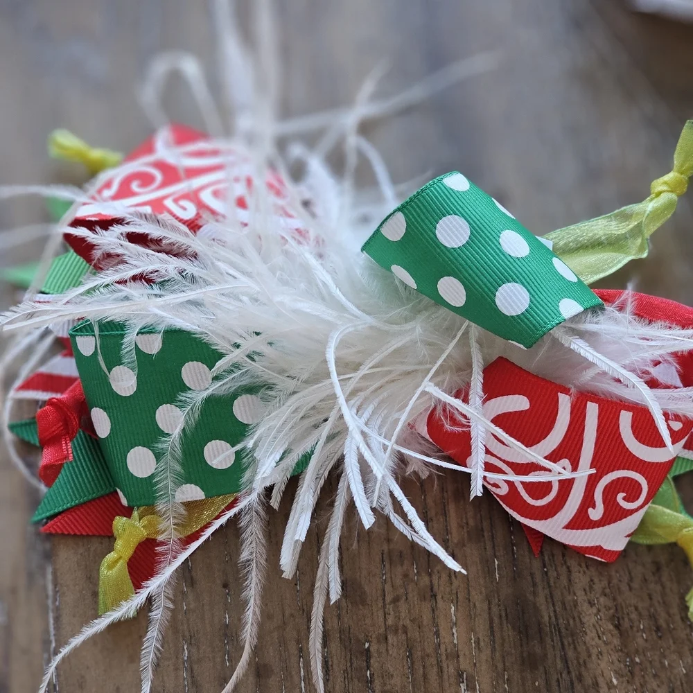 Christmas Girls Hairbows / Bows Set Of 4